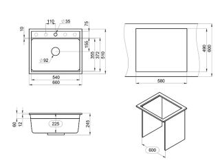 Мойка кухонная Granula Kitchen Space 6003, АРКТИК